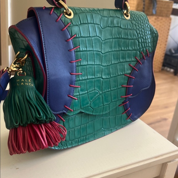 NEW! Rare Thale Blanc- Multicolor Audrey Croc-Embossed Crossbody/Top Handle Bag - Picture 3 of 16